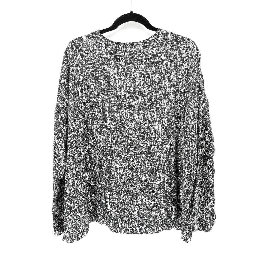 Eileen Fisher Women 3X Silk/Organic Cotton Blk/White Prism Print Crewneck Blouse